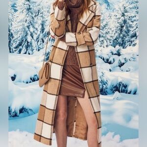 Francesca's Collections Tan and White Trench Coat